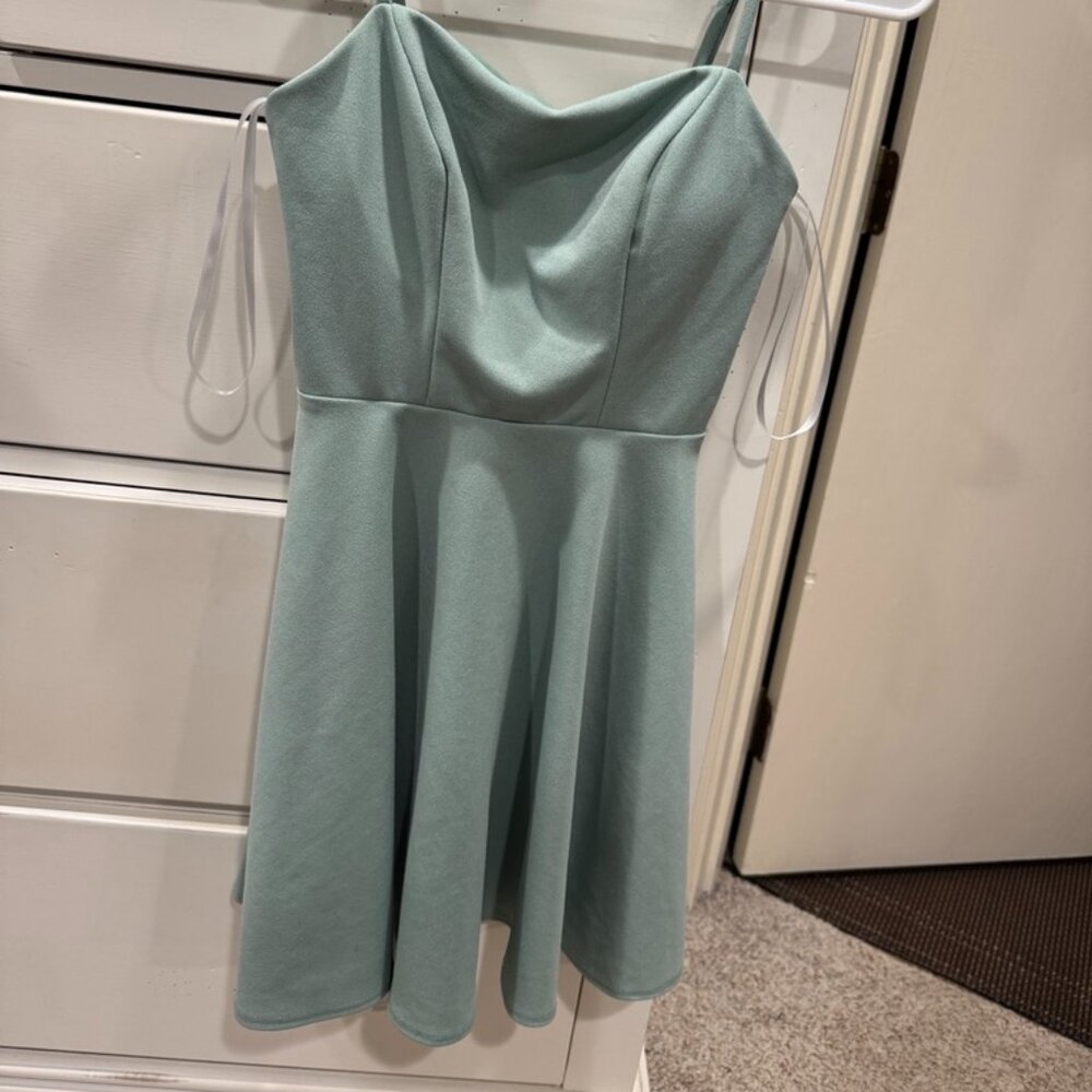Square-Neck Spaghetti-Strap Fit & Flare Dress